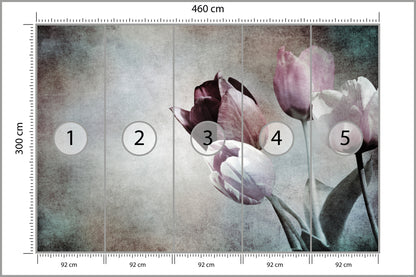 Fototapeta Tulipany W Stylu Vintage 460 × 300 cm – podgląd kadru