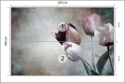Fototapeta Tulipany W Stylu Vintage 254 × 184 cm – podgląd kadru