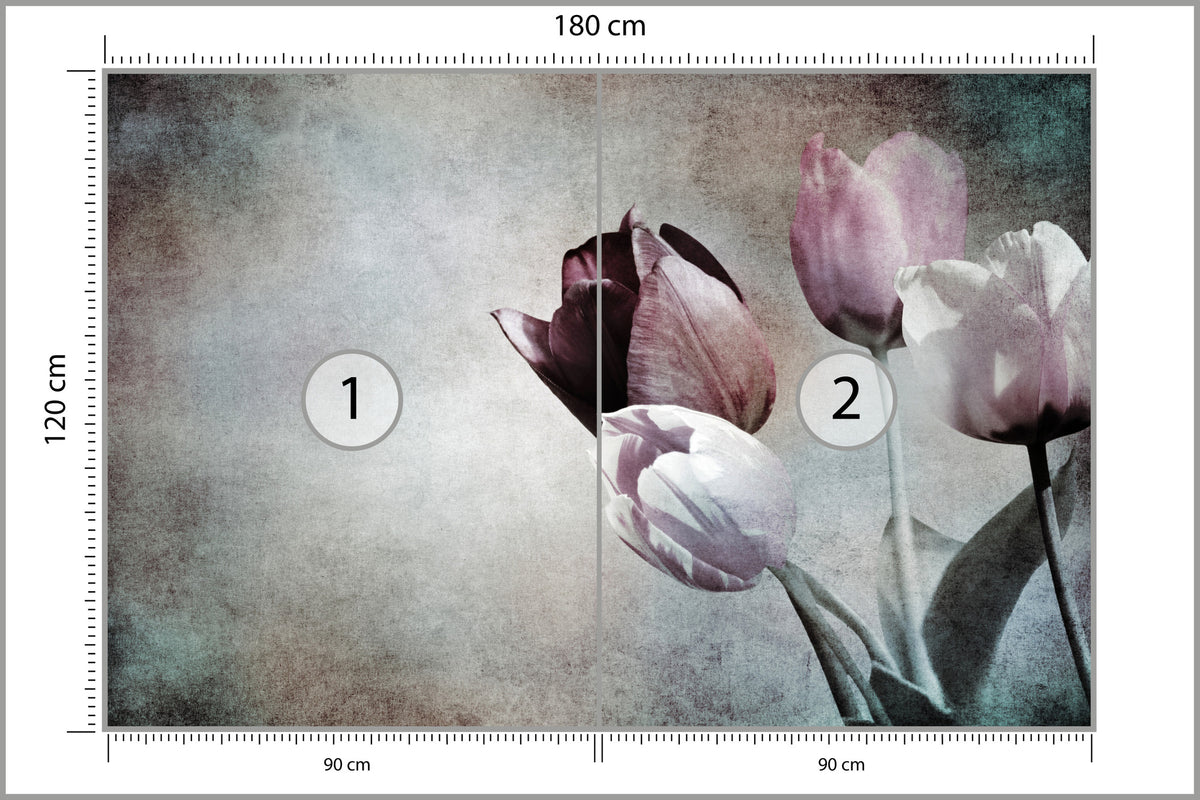 Fototapeta Tulipany W Stylu Vintage 180 × 120 cm – podgląd kadru