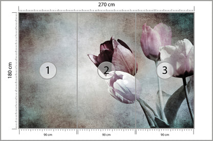 Fototapeta Tulipany W Stylu Vintage 270 × 180 cm – podgląd kadru