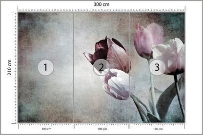 Fototapeta Tulipany W Stylu Vintage 300 × 210 cm – podgląd kadru