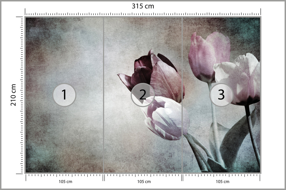 Fototapeta Tulipany W Stylu Vintage 315 × 210 cm – podgląd kadru