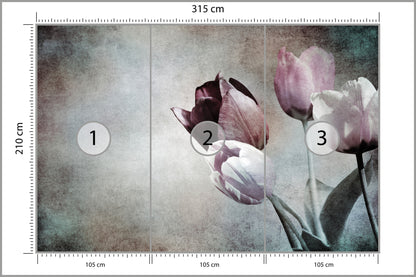 Fototapeta Tulipany W Stylu Vintage 315 × 210 cm – podgląd kadru