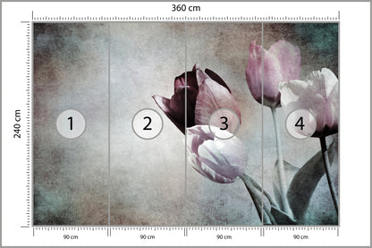 Fototapeta Tulipany W Stylu Vintage 360 × 240 cm – podgląd kadru