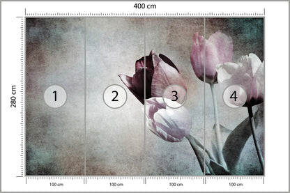 Fototapeta Tulipany W Stylu Vintage 400 × 280 cm – podgląd kadru