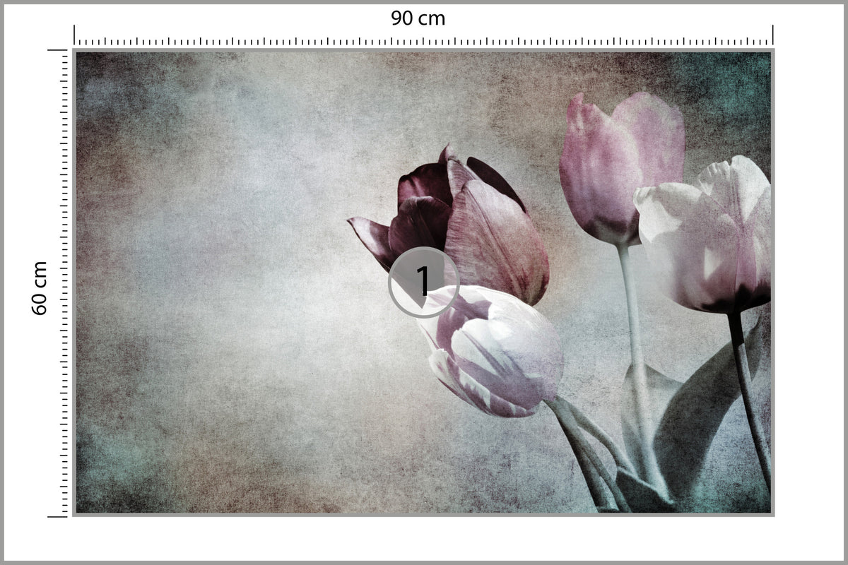 Fototapeta Tulipany W Stylu Vintage 90 × 60 cm – podgląd kadru