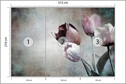 Fototapeta Tulipany W Stylu Vintage 312 × 219 cm – podgląd kadru