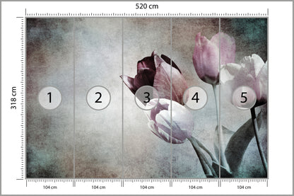 Fototapeta Tulipany W Stylu Vintage 520 × 318 cm – podgląd kadru
