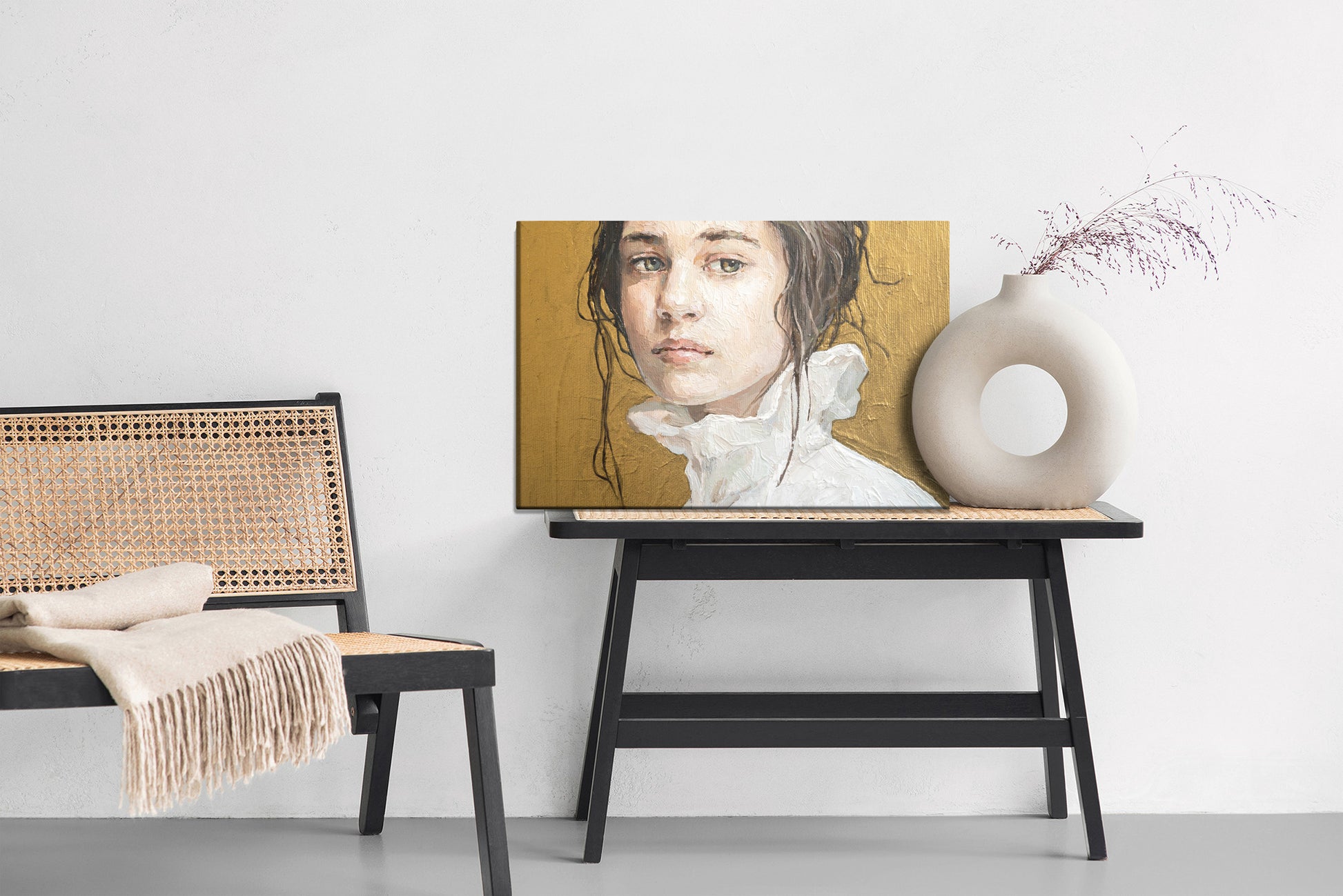 Obraz Na Płótnie Portret Dziewczyny – spokojny i refleksyjny do wnętrz klasycznych, vintage i eleganckich – widok 5