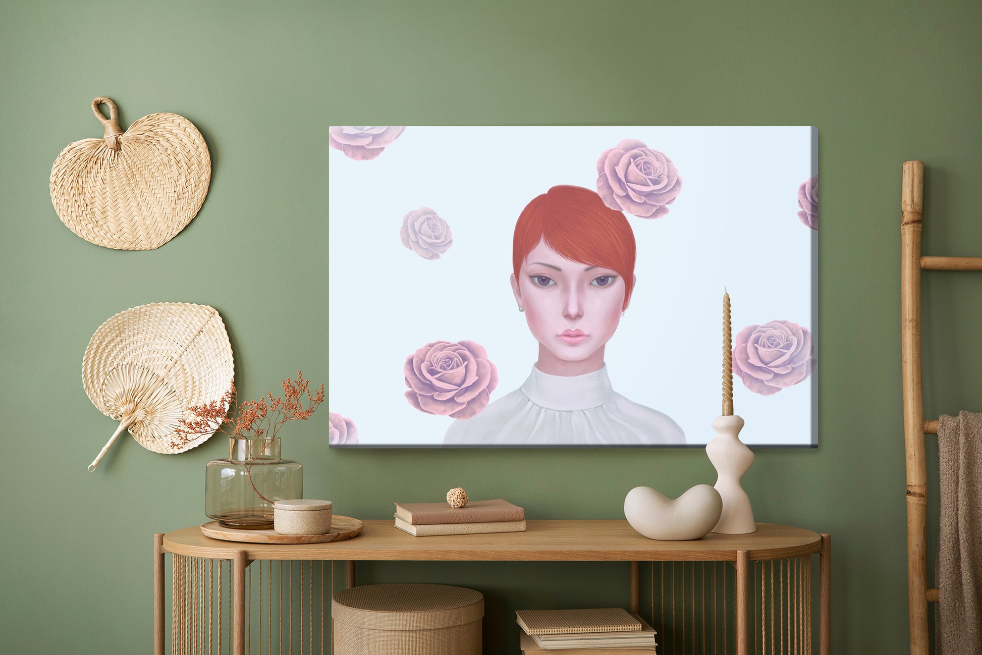 Obraz Na Płótnie Kobieta i Róże – surrealistyczna opowieść do wnętrz glamour i art déco – widok 4