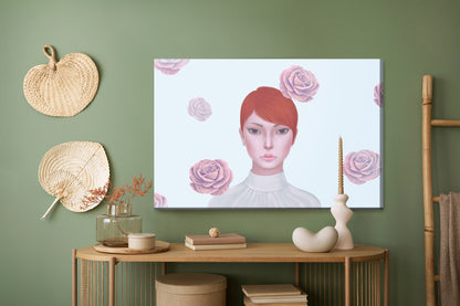 Obraz Na Płótnie Kobieta i Róże – surrealistyczna opowieść do wnętrz glamour i art déco – widok 4