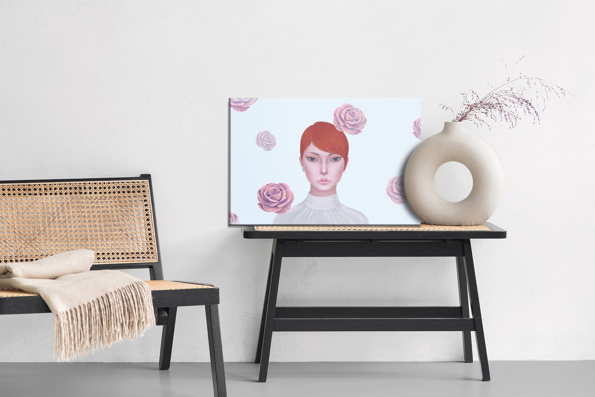 Obraz Na Płótnie Kobieta i Róże – surrealistyczna opowieść do wnętrz glamour i art déco – widok 5