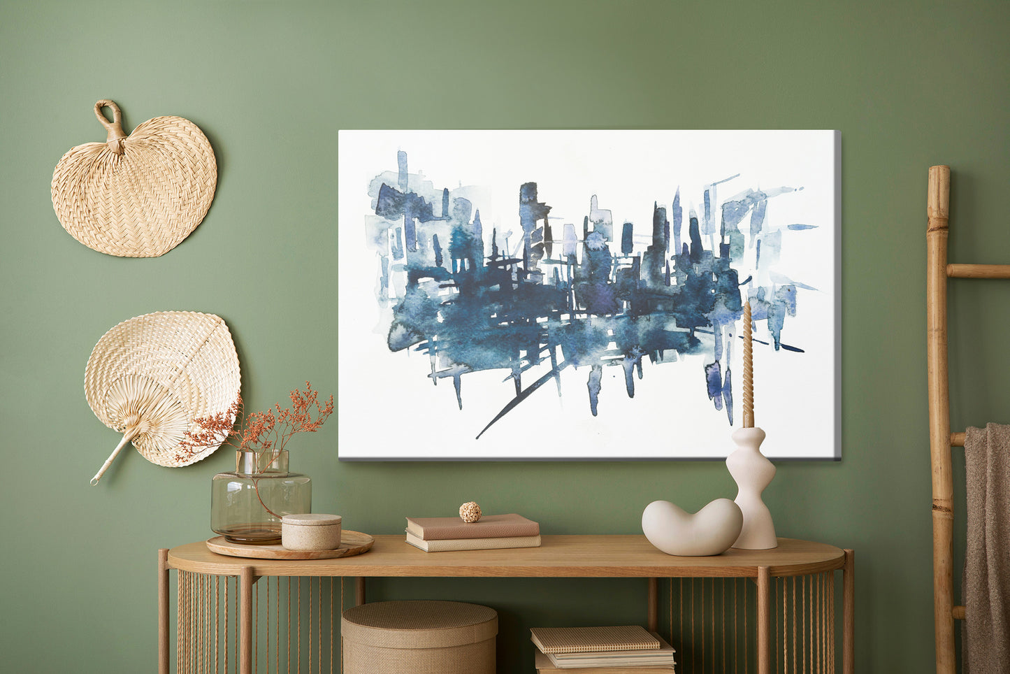 Obraz Na Płótnie Abstrakcja Geometryczna – kompozycja w odcieniach szarości i błękitu do wnętrz nowoczesnych i minimalistycznych – widok 4