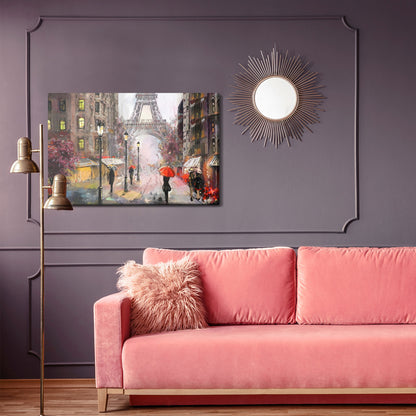 Obraz Na Płótnie Deszczowa Ulica w Paryżu – nastrojowa dekoracja do wnętrz loft i modern classic – widok 3