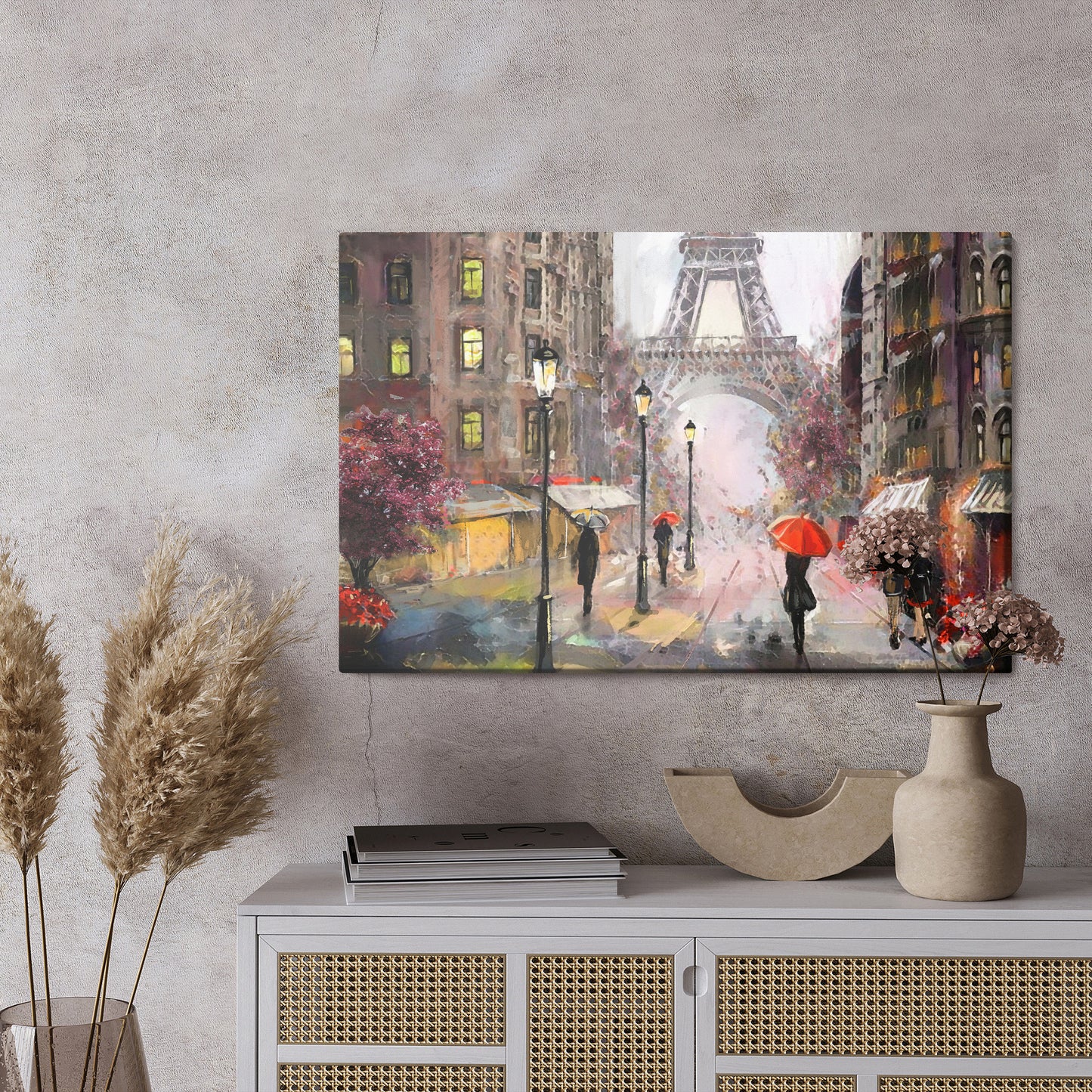 Obraz Na Płótnie Deszczowa Ulica w Paryżu – nastrojowa dekoracja do wnętrz loft i modern classic – widok 2
