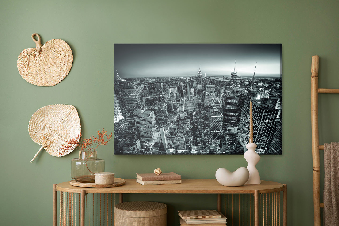 Obraz Na Płótnie Panorama Manhattanu – miejskie widoki w chłodnej tonacji do wnętrz loft i nowoczesnych – widok 4