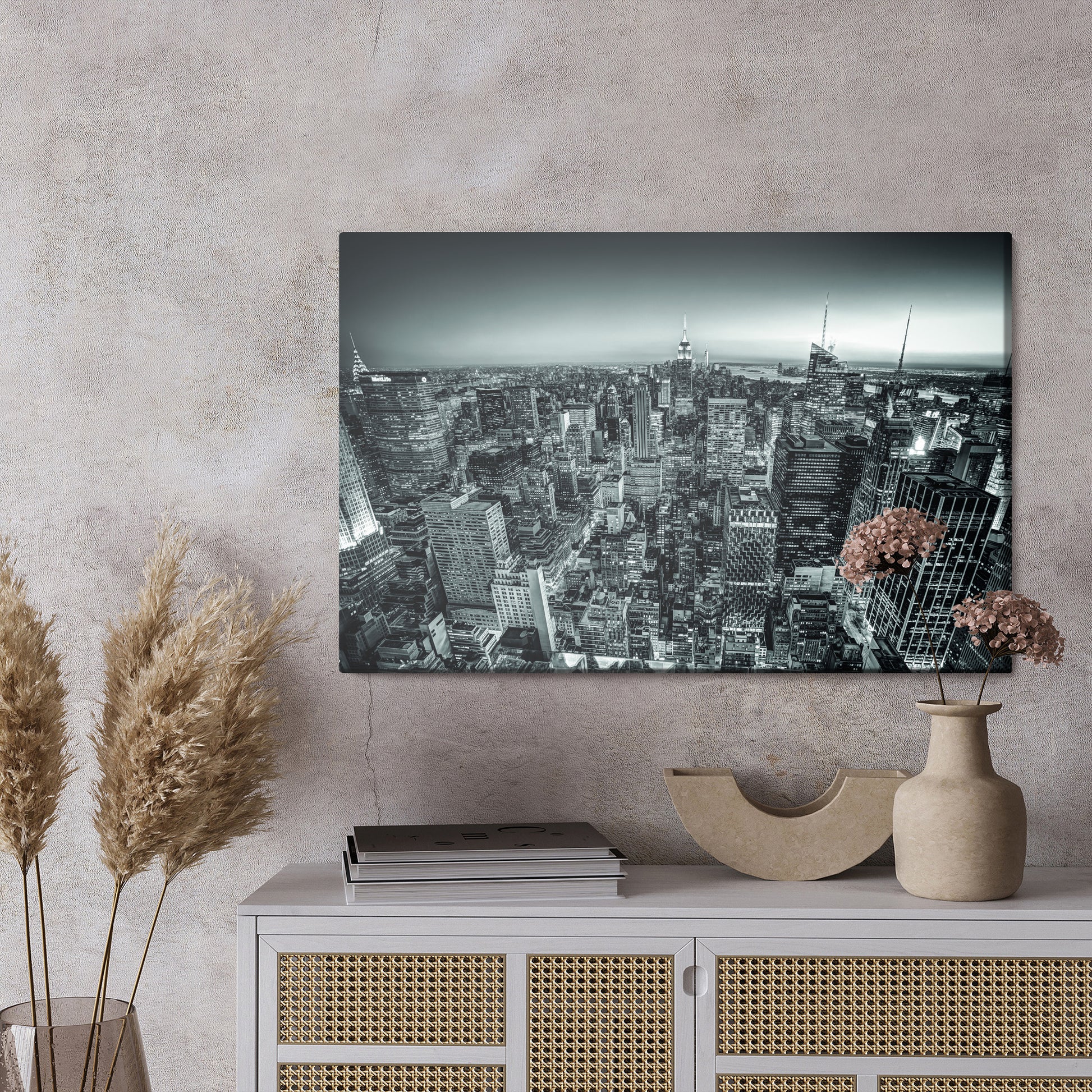 Obraz Na Płótnie Panorama Manhattanu – miejskie widoki w chłodnej tonacji do wnętrz loft i nowoczesnych – widok 2