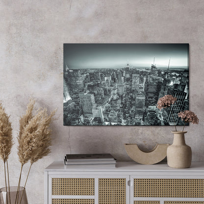 Obraz Na Płótnie Panorama Manhattanu – miejskie widoki w chłodnej tonacji do wnętrz loft i nowoczesnych – widok 2