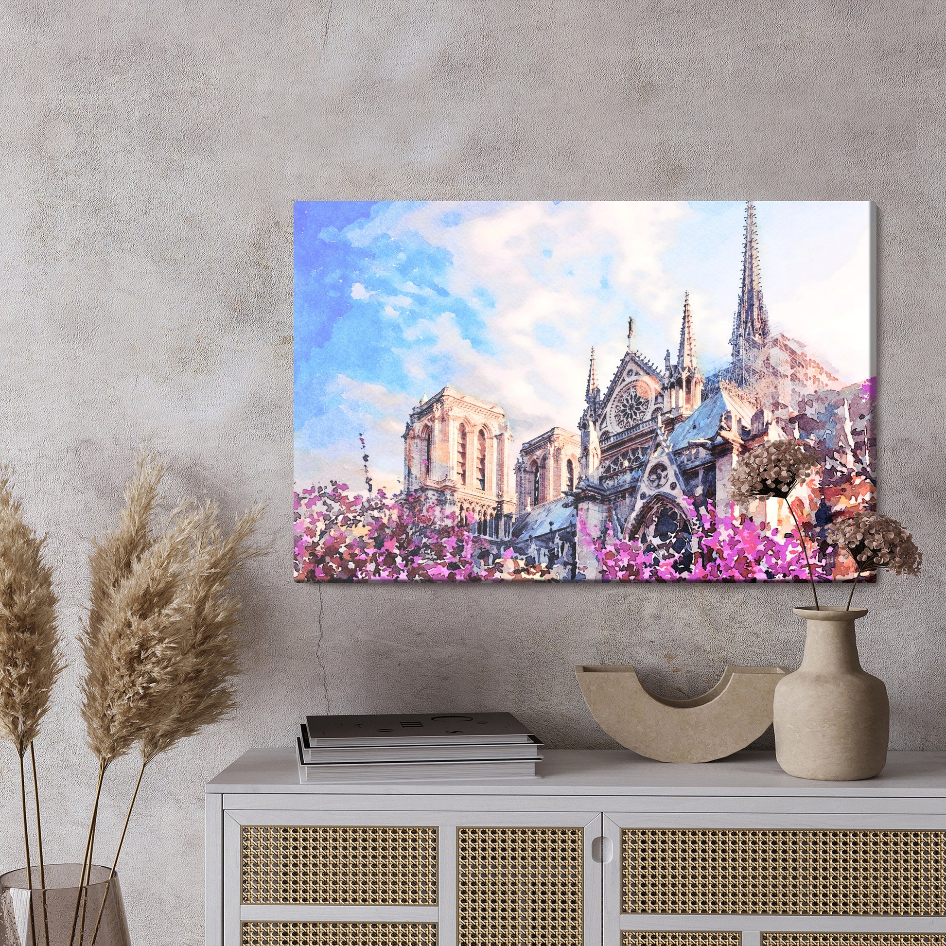 Obraz Na Płótnie Katedra Notre Dame – paryski widok w pastelowych barwach do wnętrz romantycznych i klasycznych – widok 2