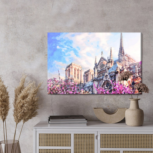 Obraz Na Płótnie Katedra Notre Dame – paryski widok w pastelowych barwach do wnętrz romantycznych i klasycznych – widok 2