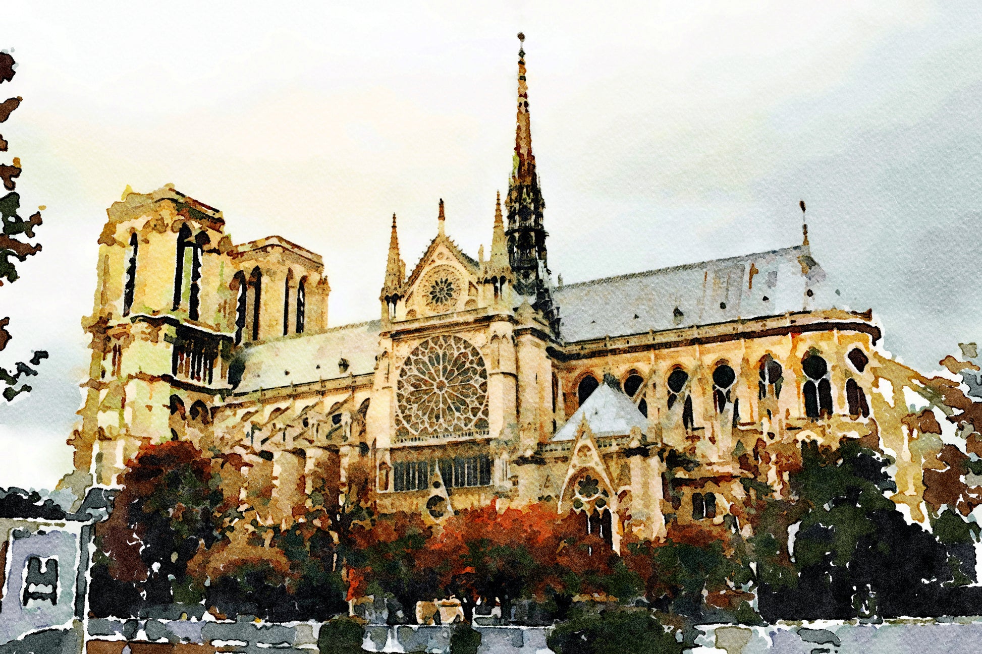 Obraz Na Płótnie Katedra Notre Dame – miejski pejzaż w chłodnej tonacji do wnętrz loft i klasycznych 120x80