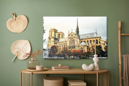 Obraz Na Płótnie Katedra Notre Dame – miejski pejzaż w chłodnej tonacji do wnętrz loft i klasycznych – widok 4