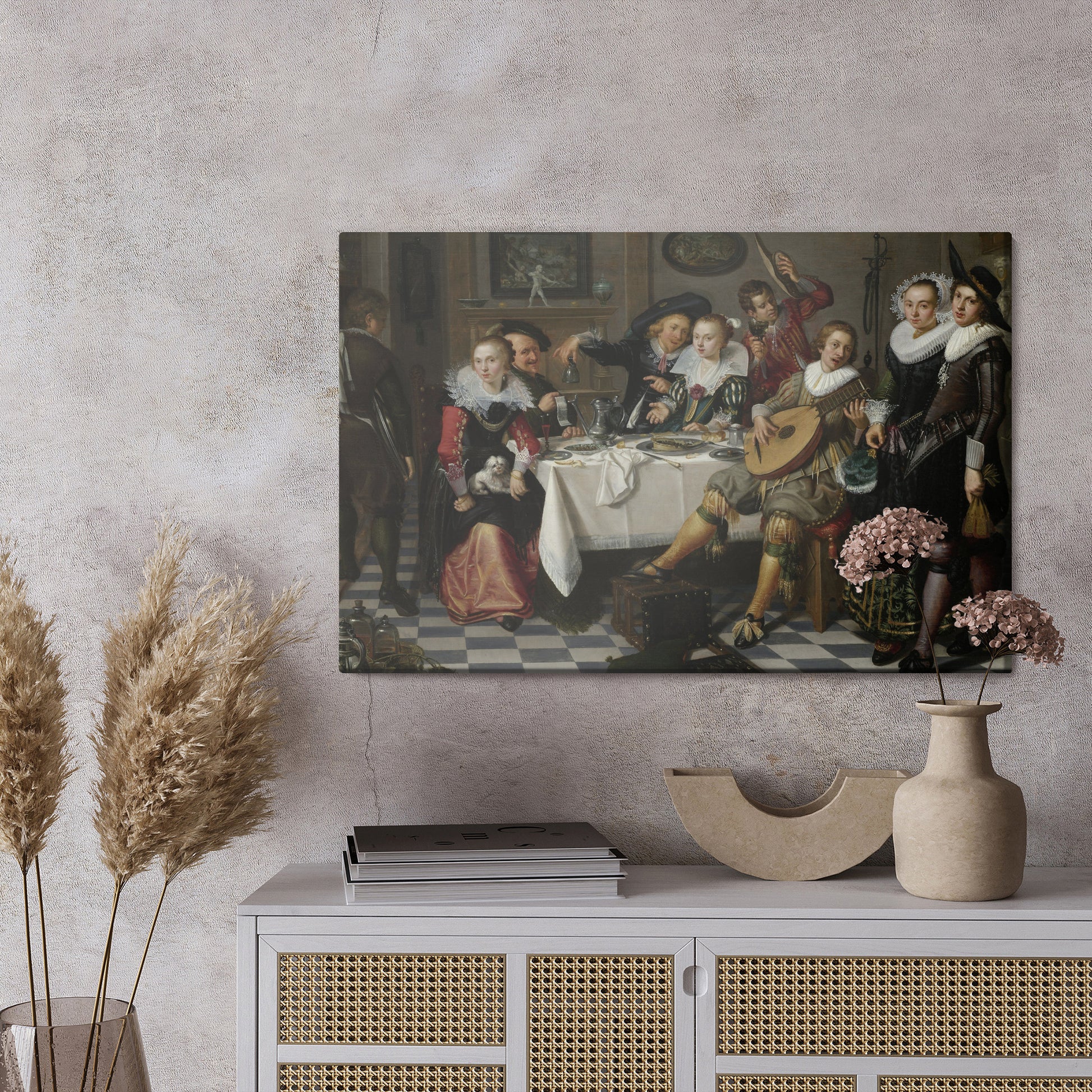 Obraz Na Płótnie Merry Company – nostalgiczna scena towarzyska do wnętrz eklektycznych i vintage – widok 2
