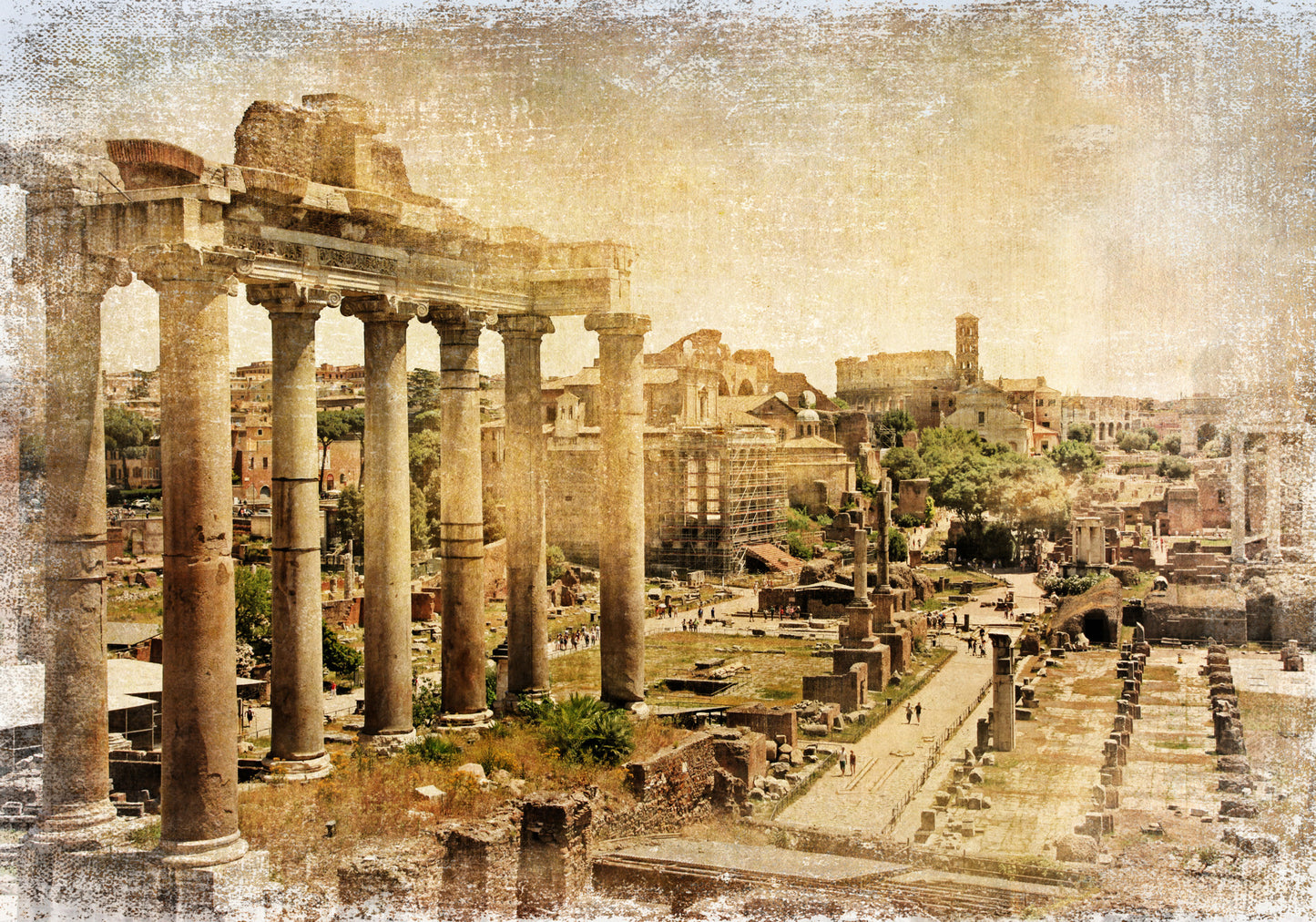 Obraz Na Płótnie Forum Romanum – klasyczna architektura w ciepłych barwach do wnętrz tradycyjnych i vintage 120x80