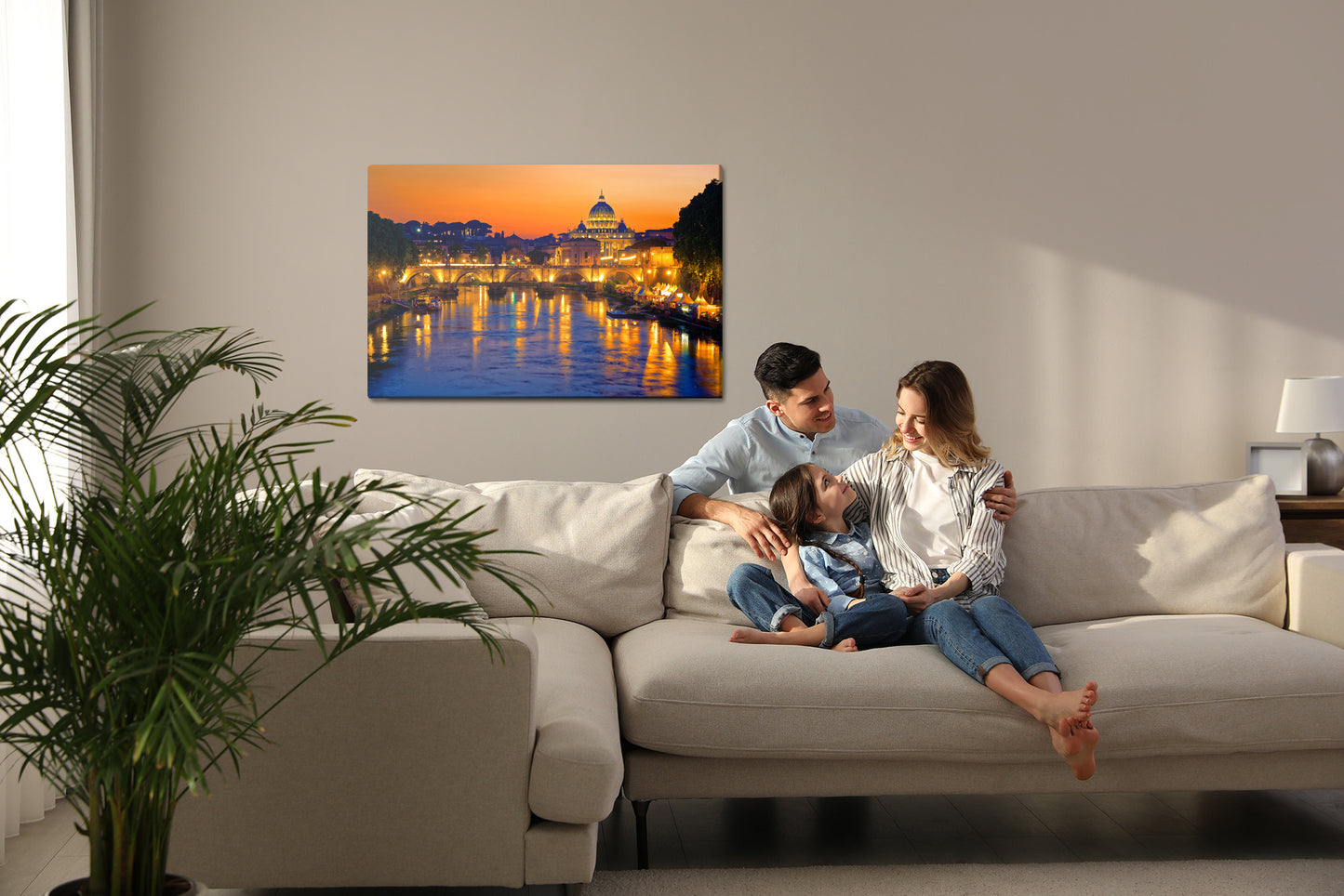 Obraz Na Płótnie Most Świętego Anioła w Rzymie – wieczorna panorama do wnętrz klasycznych i modern classic – widok 6