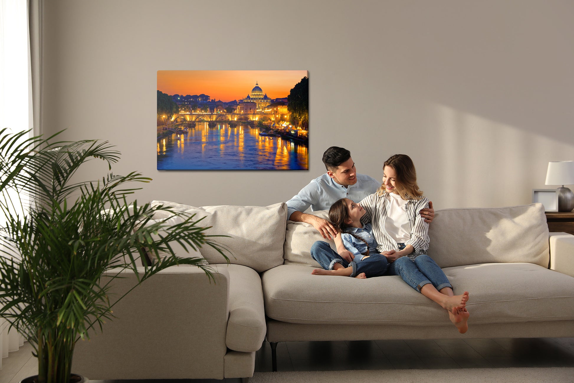 Obraz Na Płótnie Most Świętego Anioła w Rzymie – wieczorna panorama do wnętrz klasycznych i modern classic – widok 6
