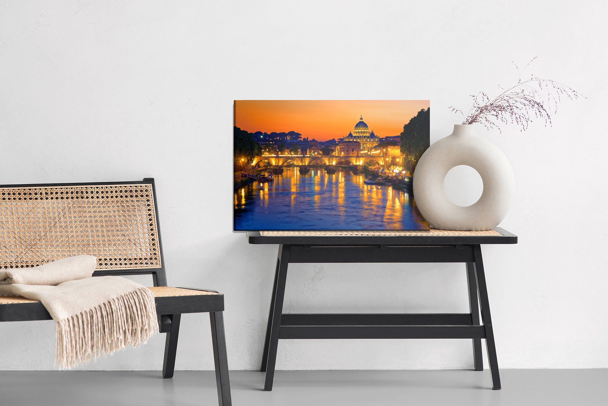 Obraz Na Płótnie Most Świętego Anioła w Rzymie – wieczorna panorama do wnętrz klasycznych i modern classic – widok 5