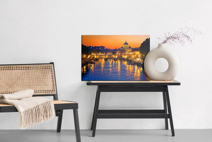 Obraz Na Płótnie Most Świętego Anioła w Rzymie – wieczorna panorama do wnętrz klasycznych i modern classic – widok 5