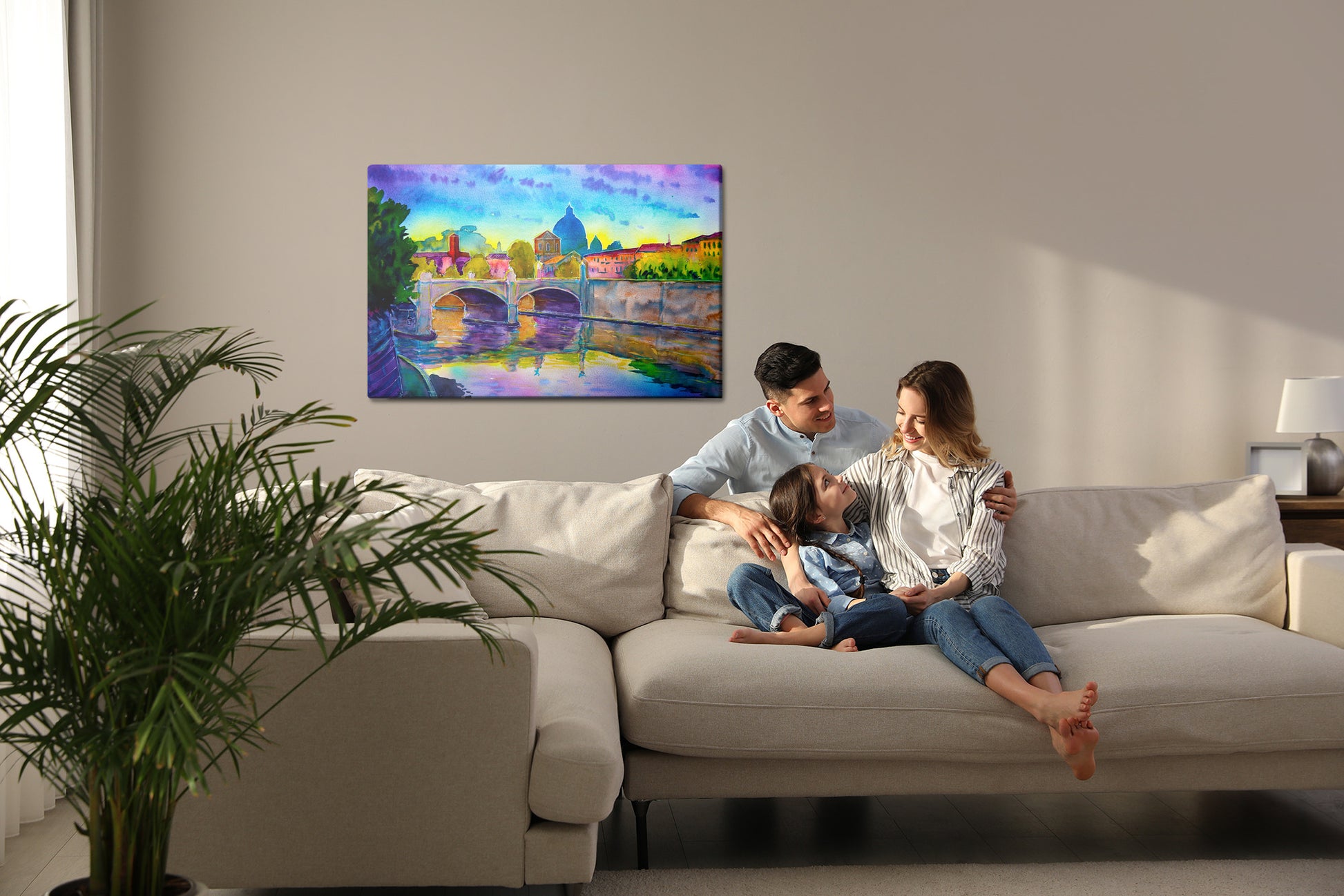 Obraz Na Płótnie Panorama Watykanu – stonowana akwarela do wnętrz klasycznych i modern classic – widok 6