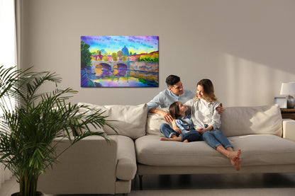 Obraz Na Płótnie Panorama Watykanu – stonowana akwarela do wnętrz klasycznych i modern classic – widok 6