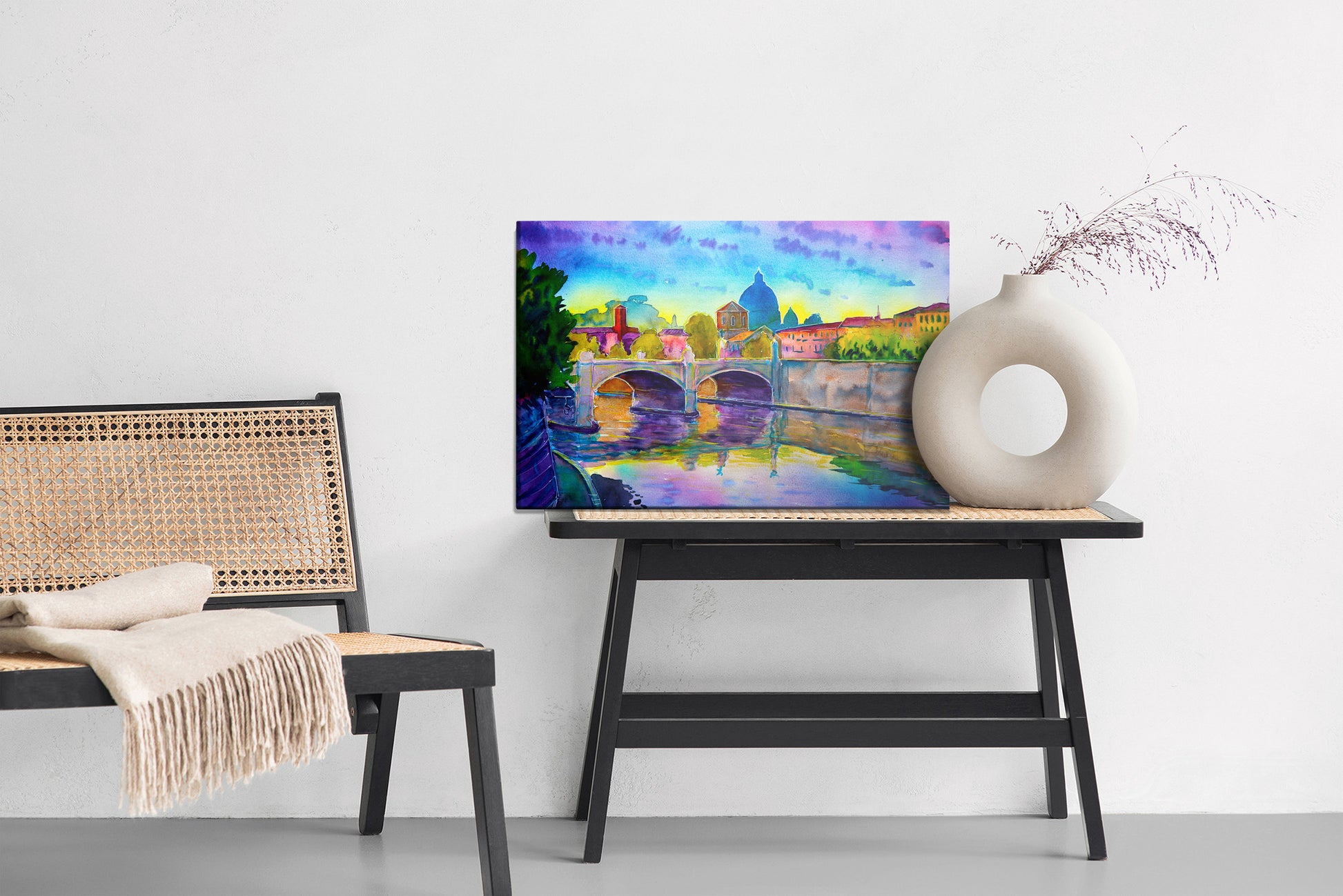 Obraz Na Płótnie Panorama Watykanu – stonowana akwarela do wnętrz klasycznych i modern classic – widok 5