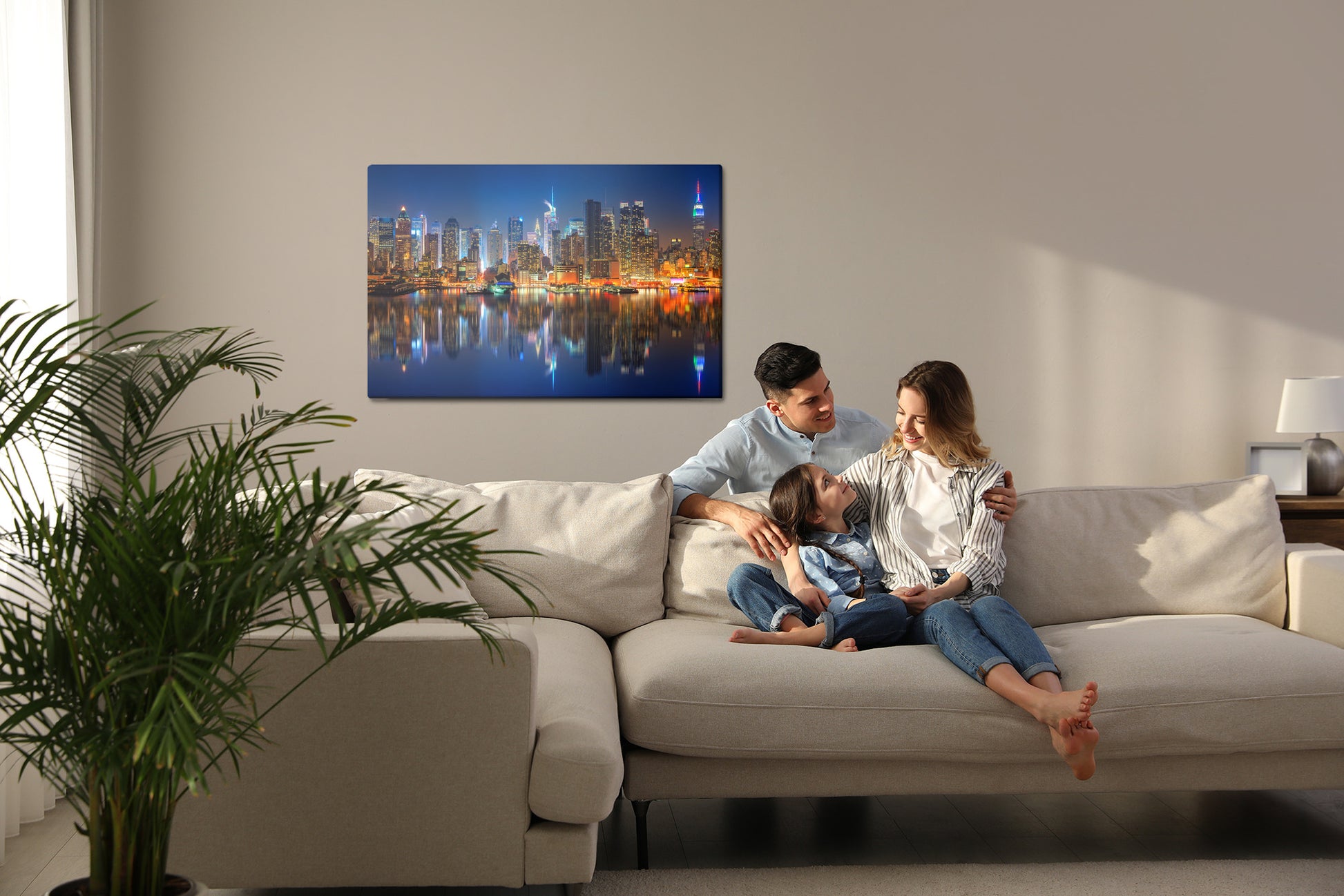 Obraz Na Płótnie Manhattan Nocą – panorama miasta w chłodnych odcieniach do wnętrz nowoczesnych i industrialnych – widok 6