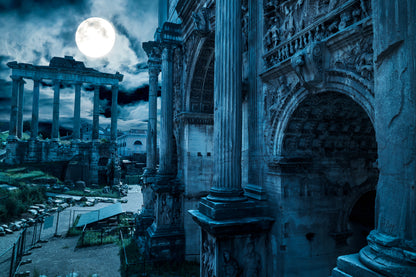 Obraz Na Płótnie Forum Romanum Nocą – wieczorna panorama miasta do wnętrz klasycznych i loftowych 120x80