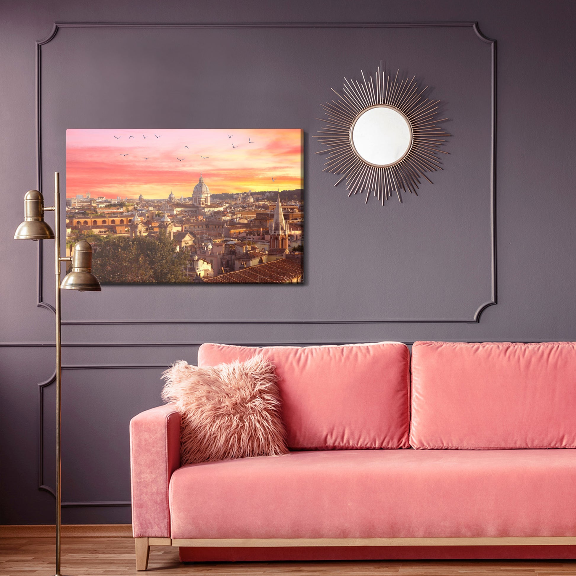 Obraz Na Płótnie Panorama Rzymu – miejski widok o stonowanej, eleganckiej kolorystyce do wnętrz klasycznych i minimalistycznych – widok 3