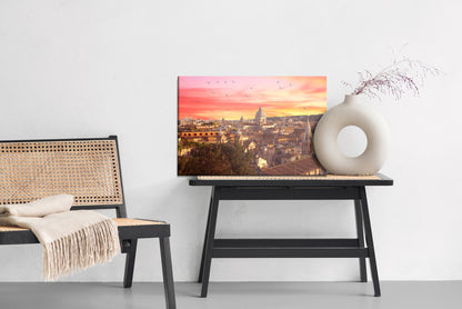Obraz Na Płótnie Panorama Rzymu – miejski widok o stonowanej, eleganckiej kolorystyce do wnętrz klasycznych i minimalistycznych – widok 5