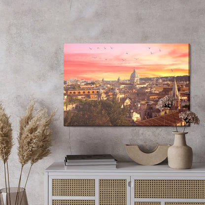 Obraz Na Płótnie Panorama Rzymu – miejski widok o stonowanej, eleganckiej kolorystyce do wnętrz klasycznych i minimalistycznych – widok 2