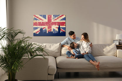 Obraz Na Płótnie Londyn z Flagą UK – Ikoniczna sceneria miejska do wnętrz nowoczesnych i industrialnych – widok 6