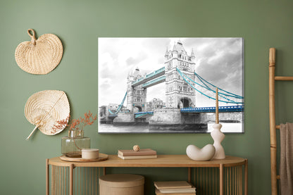 Obraz Na Płótnie Tower Bridge – monochromatyczny szkic do wnętrz nowoczesnych i industrialnych – widok 4