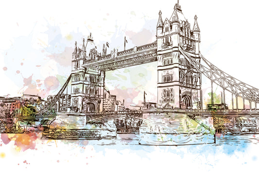 Obraz Na Płótnie Tower Bridge – malarski pejzaż akwarelą do wnętrz nowoczesnych, skandynawskich i loftowych 120x80