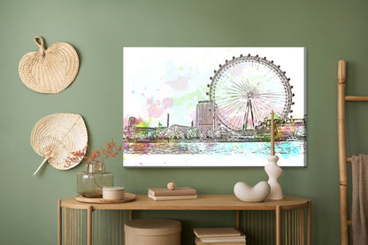 Obraz Na Płótnie London Eye – akwarelowy pejzaż do wnętrz nowoczesnych, skandynawskich i loftowych. – widok 4