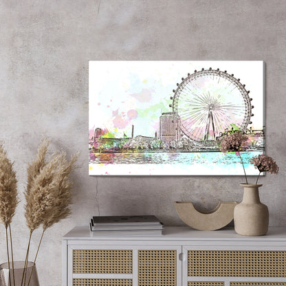 Obraz Na Płótnie London Eye – akwarelowy pejzaż do wnętrz nowoczesnych, skandynawskich i loftowych. – widok 2