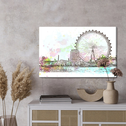 Obraz Na Płótnie London Eye – akwarelowy pejzaż do wnętrz nowoczesnych, skandynawskich i loftowych. – widok 2