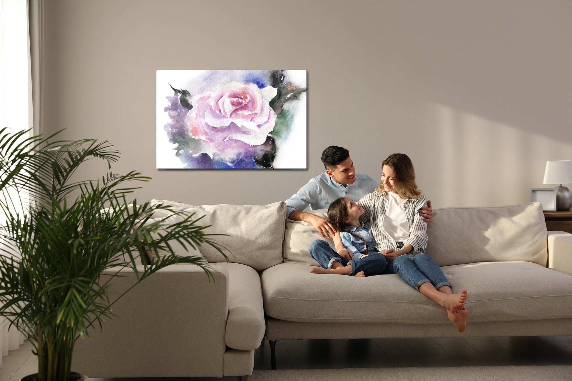 Obraz Na Płótnie Róża Akwarelą – subtelna dekoracja w delikatnych barwach do wnętrz romantycznych i shabby chic – widok 6