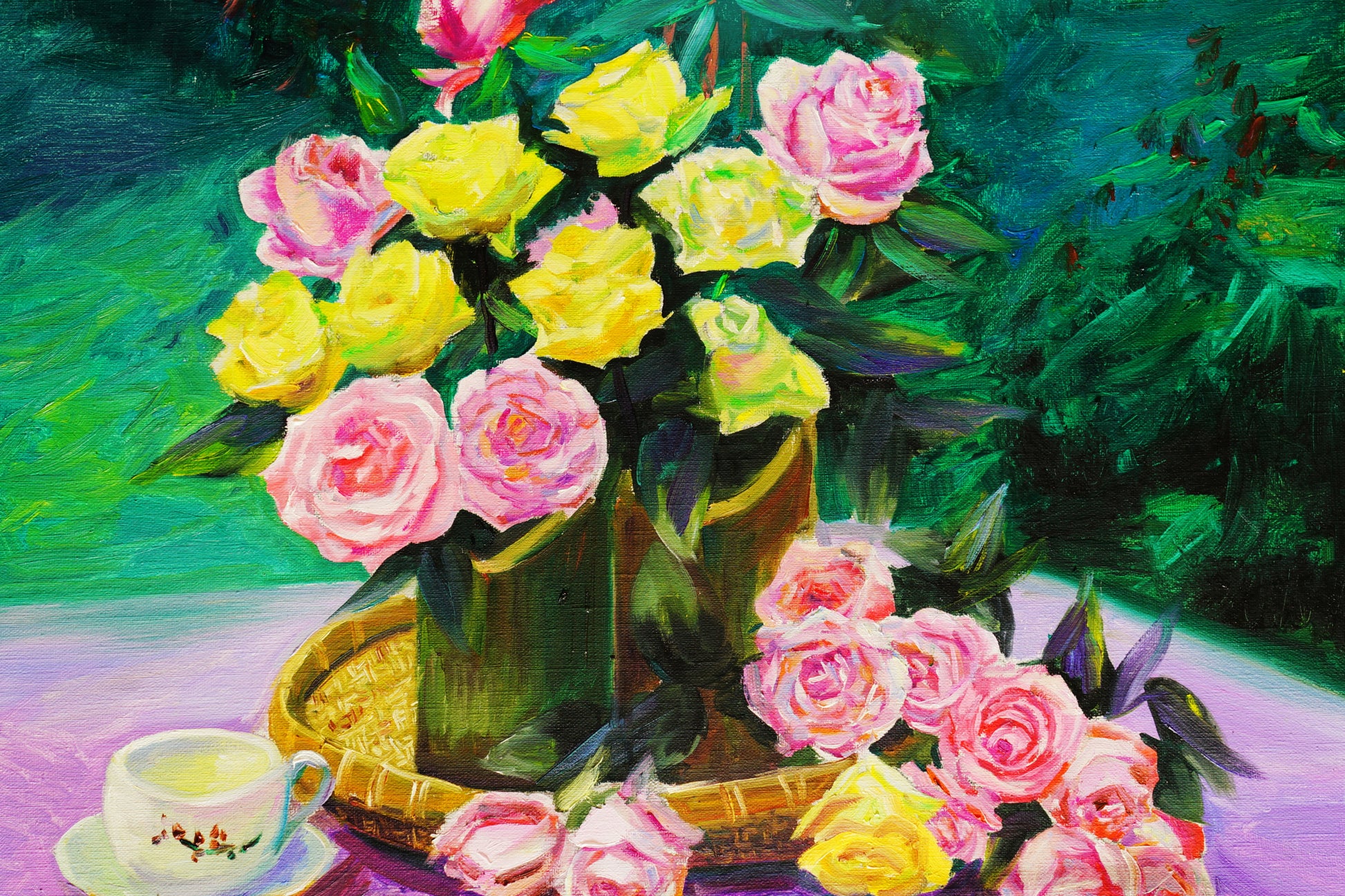 Obraz Na Płótnie Bukiet Róż – stonowana elegancja w pastelach do wnętrz klasycznych i romantycznych 120x80