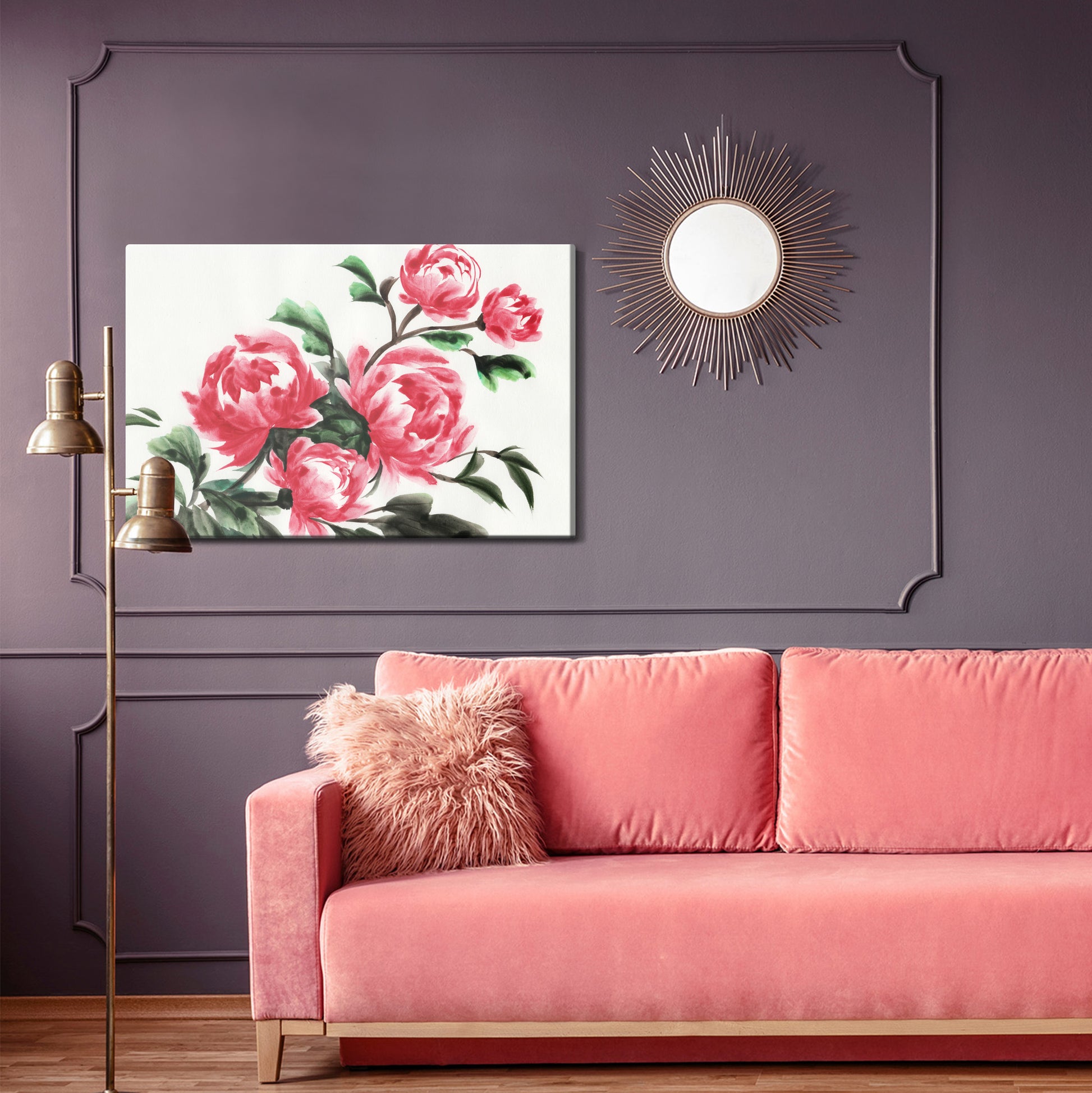 Obraz Na Płótnie Peonie Akwarelowe – delikatna kompozycja kwiatowa do wnętrz romantycznych i shabby chic – widok 3