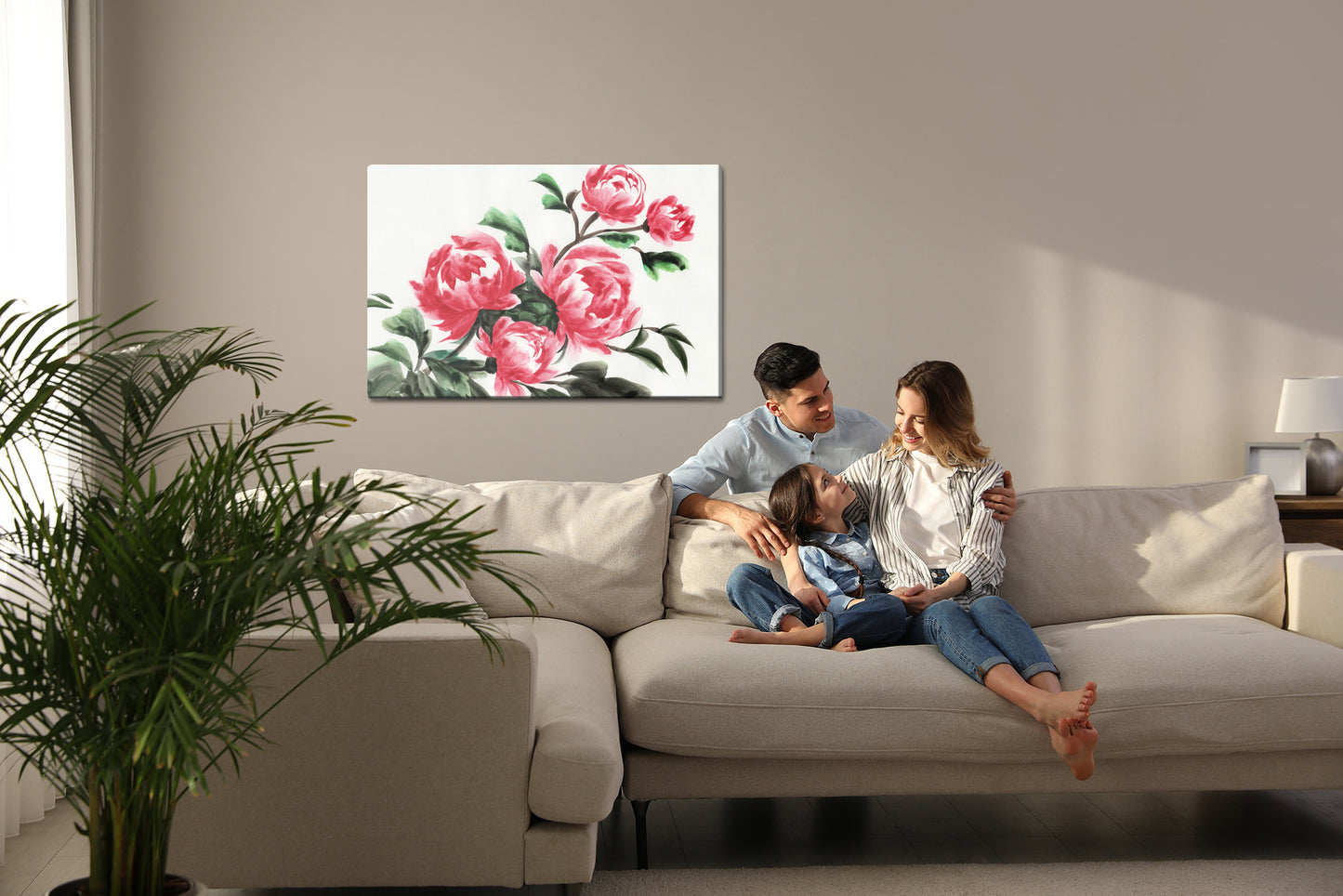Obraz Na Płótnie Peonie Akwarelowe – delikatna kompozycja kwiatowa do wnętrz romantycznych i shabby chic – widok 6